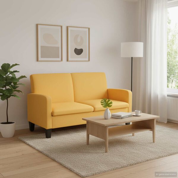 vidaXL 2-seater Sofa Yellow Polyester fabric, Foam, Pinewood Medium