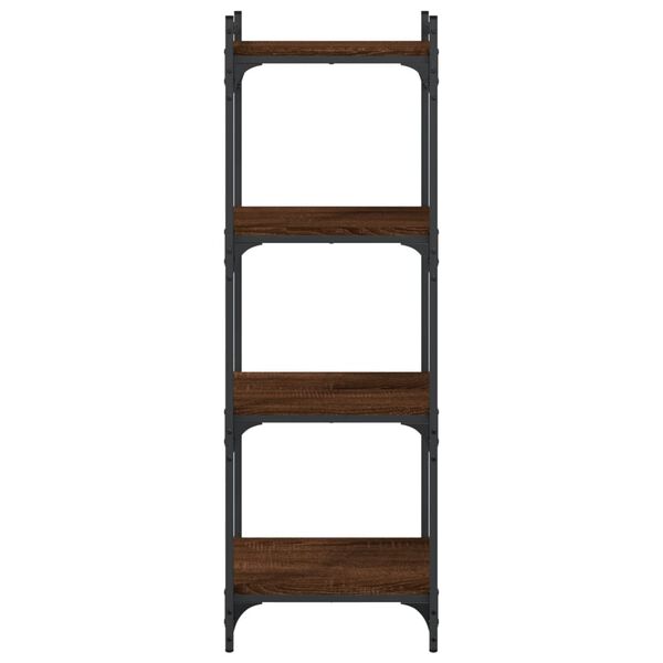 vidaXL Bookcase Brown Oak Engineered Wood and Metal 4-Tier