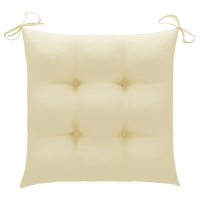 vidaXL Batavia Chairs 2 pcs with Cream White Cushions Solid Teak Wood