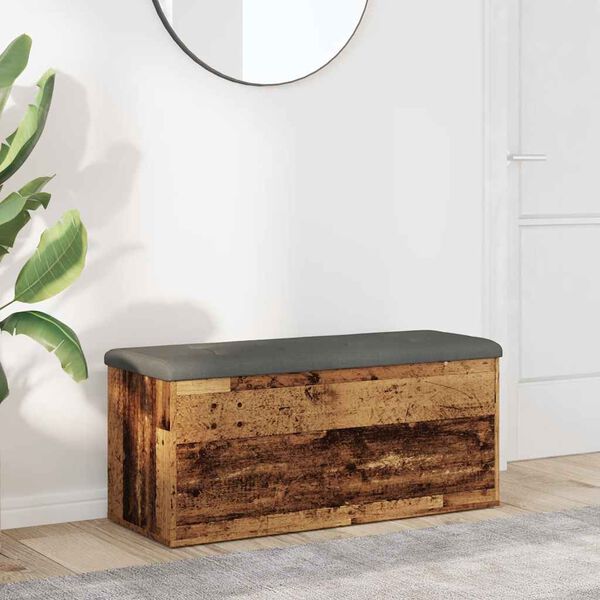 vidaXL Storage Bench Old wood Engineered wood, 100% polyester