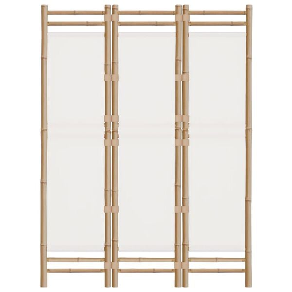 vidaXL Folding 3-Panel Room Divider 47.2" Bamboo and Canvas