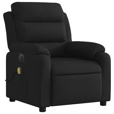 Back view of black recliner showing side pocket and control knob