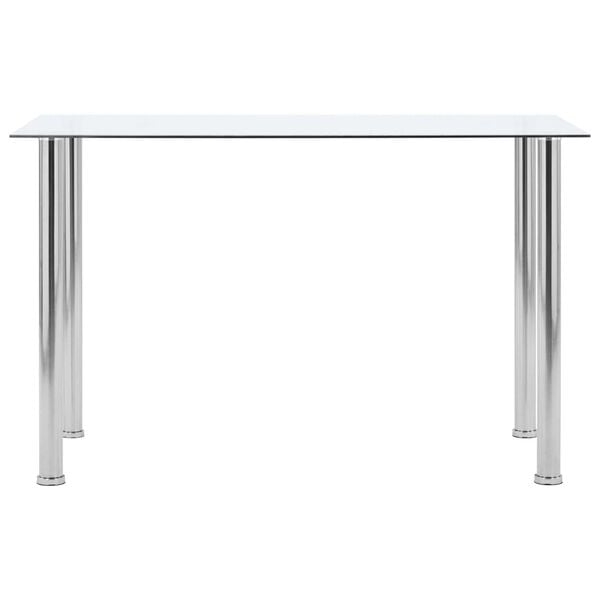 vidaXL Dining Table Transparent Tempered glass, Stainless steel Medium
