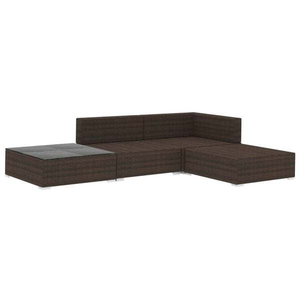 vidaXL Garden Lounge Set Rattan - Brown, Cushion - Cream