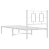 vidaXL Metal Bed Frame without Mattress with Headboard White 29.5"x74.8"