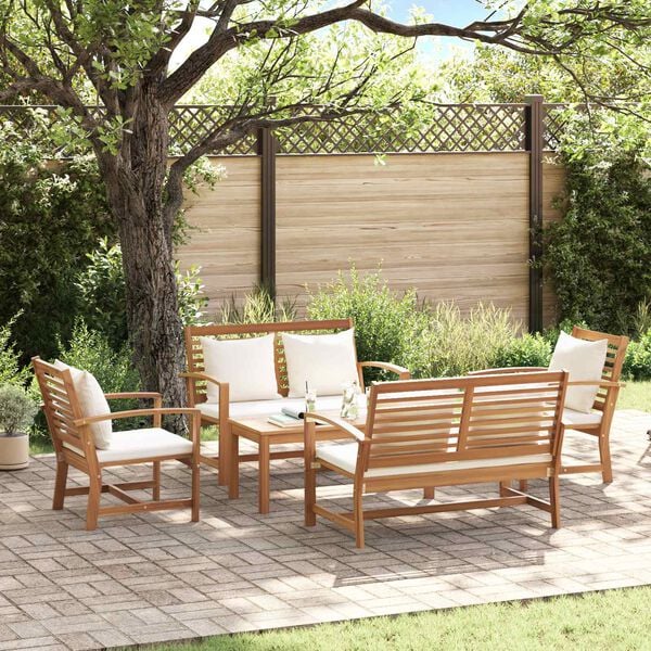 vidaXL Garden Sofa Set 5 pcs Natural Solid Teak Wood