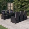 vidaXL Garden Dining Set Black PE rattan Medium Removable Covers