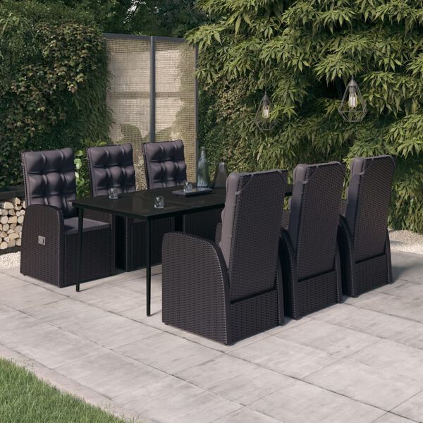 vidaXL Garden Dining Set Black PE rattan Medium Removable Covers
