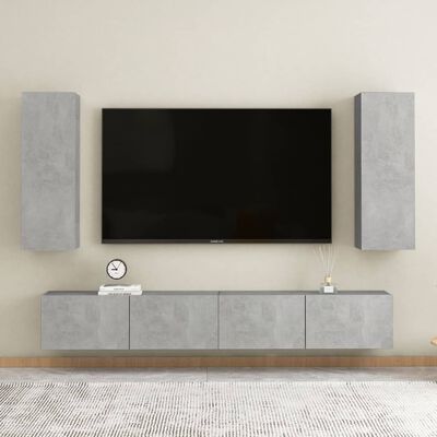 vidaXL TV Stand Concrete Gray 12"x11.8"x35.4" Engineered Wood
