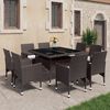 vidaXL Garden Dining Set Brown with cream cushions