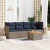 vidaXL 5 Piece Patio Sofa Set with Cushions Gray Poly Rattan