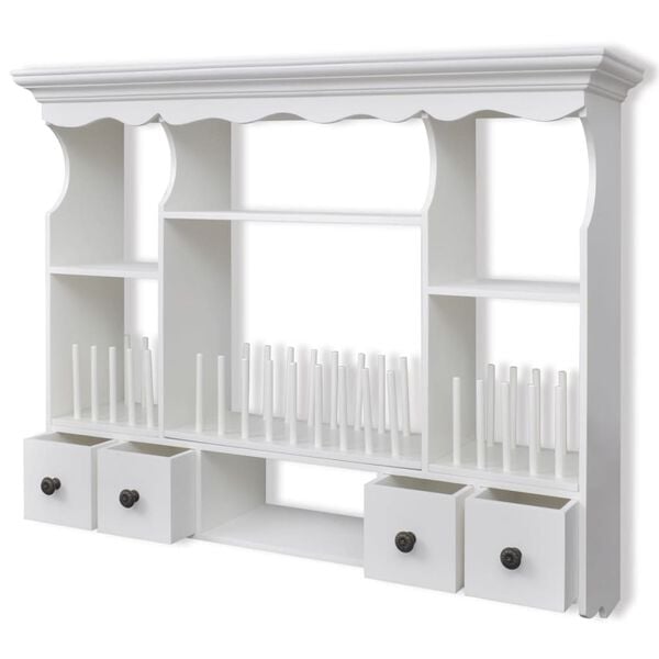 vidaXL Cabinet White MDF, Pine Wood, Iron Medium Cabinet Rectangular