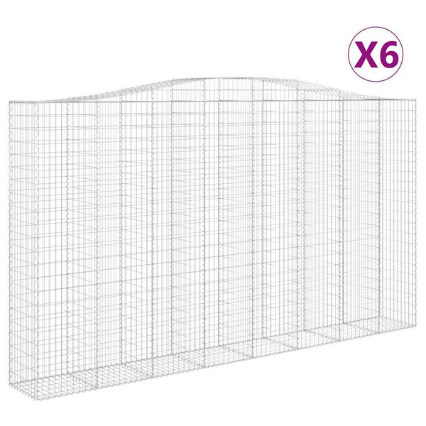 vidaXL Gabion Basket Set of 6 Silver Galvanized Iron Extra Long