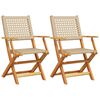 vidaXL Garden Chair Set of 2 Beige Solid Acacia Wood, Poly Rattan