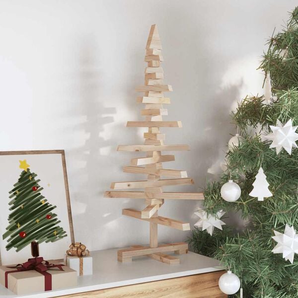 vidaXL Wooden Christmas Tree for Decoration 35.4" Solid Wood Pine