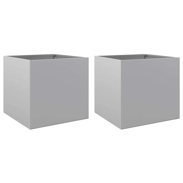 vidaXL Planter Set of 2 Silver Galvanized Steel Decorative Inlays