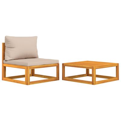 vidaXL 2 Piece Patio Sofa Set with Cushions Solid Wood Acacia