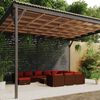 vidaXL Garden Lounge Set Poly Rattan: Brown, Cushions: Cinnamon Red
