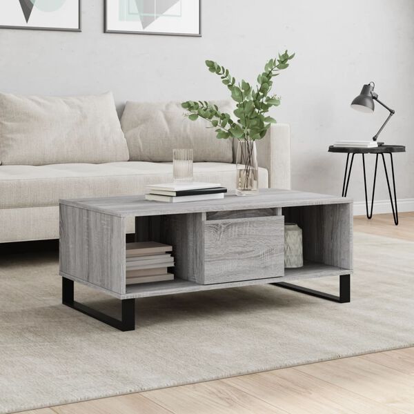 vidaXL Coffee Table Grey Sonoma Engineered wood, Metal Medium