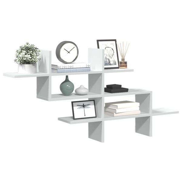 vidaXL Wall Shelf White Engineered Wood Medium Wall Shelf Rectangular