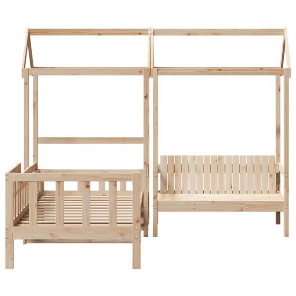 vidaXL Day Bed And Bench Set Natural wood Solid pine wood Twin