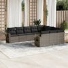 vidaXL Garden Sofa Set Grey Poly Rattan Large Removable Covers