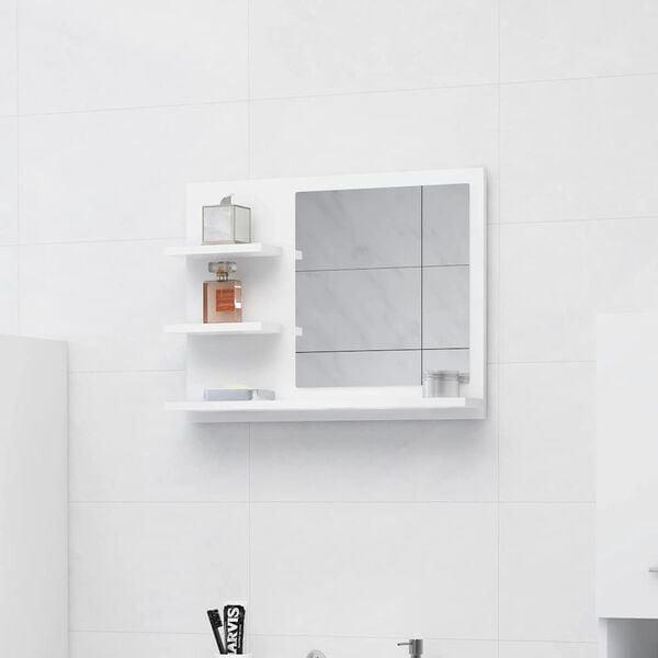 vidaXL Mirror White Engineered wood, Acrylic Medium Bathroom Mirror