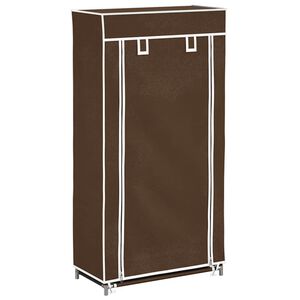Fabric Shoe Cabinet with Cover 23" x 11" x 42" Brown