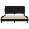 vidaXL Bed Frame Black Polyester, Metal, Solid Pine Wood, Plywood Full