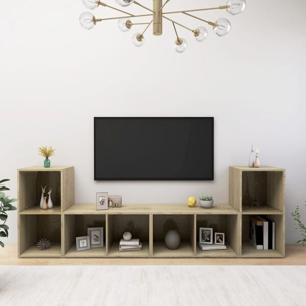 vidaXL TV Cabinet Set of 4 Sonoma Oak Engineered wood Modular