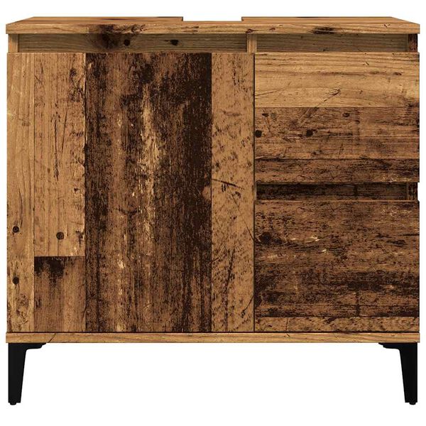 vidaXL Sink Cabinet Old Wood Engineered Wood, Metal Medium
