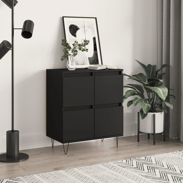 vidaXL Sideboard Black Engineered wood, Iron Medium Sideboard