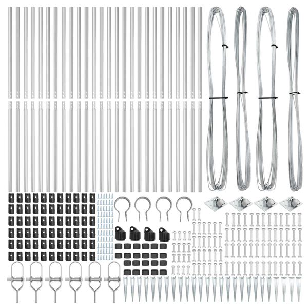 vidaXL Fence Post Other 26 pcs Grey 1.26 x 1.26 x 55.12 in Steel