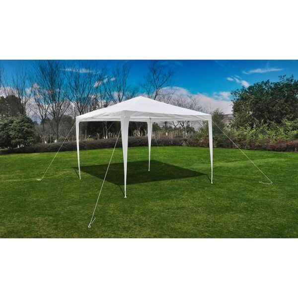 vidaXL Gazebo White Polyethylene, Steel 10 x 10 ft Lightweight Gazebo
