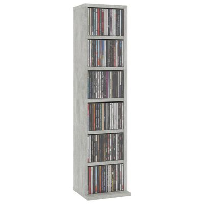 vidaXL CD Cabinet Concrete Gray 8.3"x7.9"x34.6" Engineered Wood