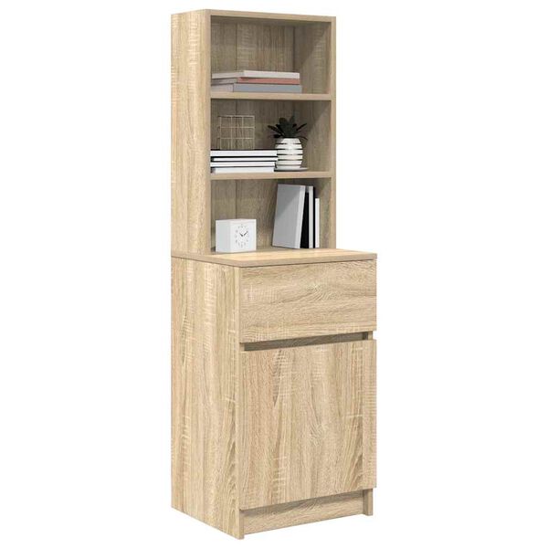 vidaXL Nightstand Sonoma Oak Engineered Wood Tall Nightstand