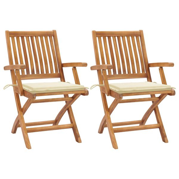 vidaXL Garden Chair Set of 2 Natural teak Solid teak wood Standard