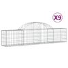 vidaXL Gabion Basket Set of 9 Silver Galvanized iron Large