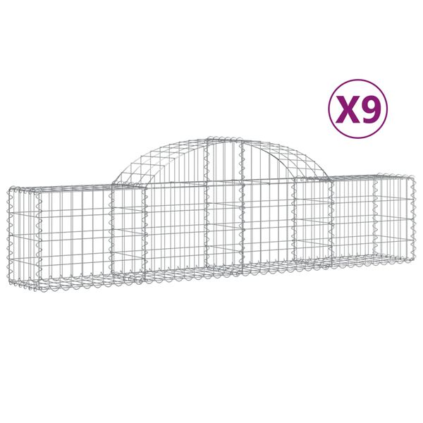 vidaXL Gabion Basket Set of 9 Silver Galvanized iron Large