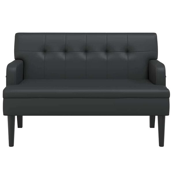 vidaXL Bench Black Faux leather, plywood, solid rubber wood 44.1 in