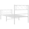 vidaXL Metal Bed Frame White Steel Twin Bed Frame Rectangular Modern
