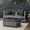 vidaXL Patio Lounge Set Gray PE rattan Standard Adjustable Feet
