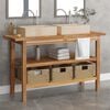 vidaXL Vanity Cabinet With Sink Cream Teak wood Large