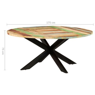 vidaXL Dining Table Round 68.9"x29.5" Solid Reclaimed Wood