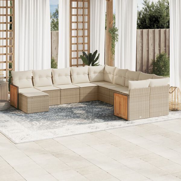 vidaXL Garden Sofa Set Beige, Cream white
