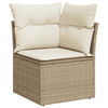 vidaXL Garden Sofa Set Beige and Cream White PE Rattan 4-Piece Set