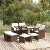 vidaXL Garden Dining Set Brown and Cream White