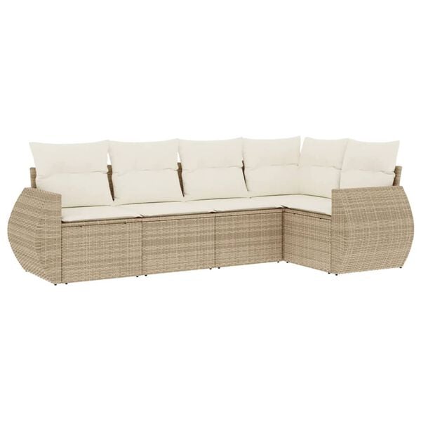 vidaXL Garden Sofa Set Beige PE Rattan Standard Modular