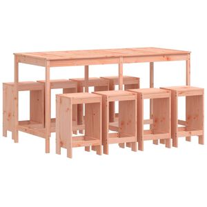 vidaXL Garden Bar Set Natural Wood Solid Douglas Wood Table for 8