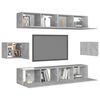 vidaXL TV Cabinet Set Set of 6 Concrete Grey Engineered Wood Medium